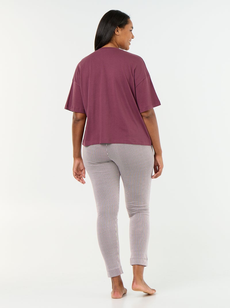 Pyjama long 2 pièces rayé Rouge - Kiabi