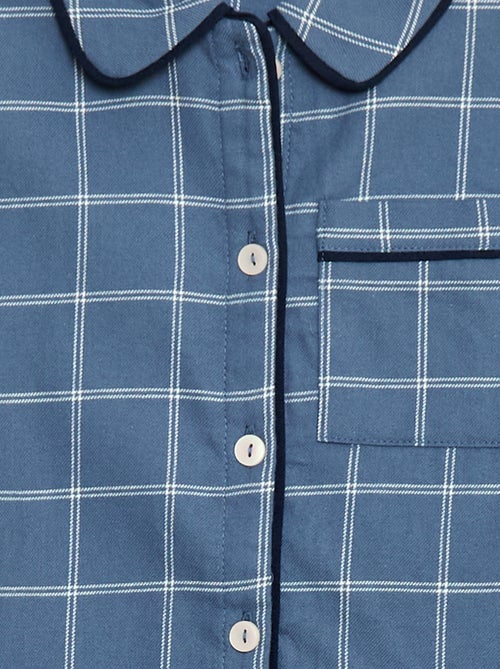 Pyjama long à carreaux chemise + pantalon - 2 pièces - Kiabi