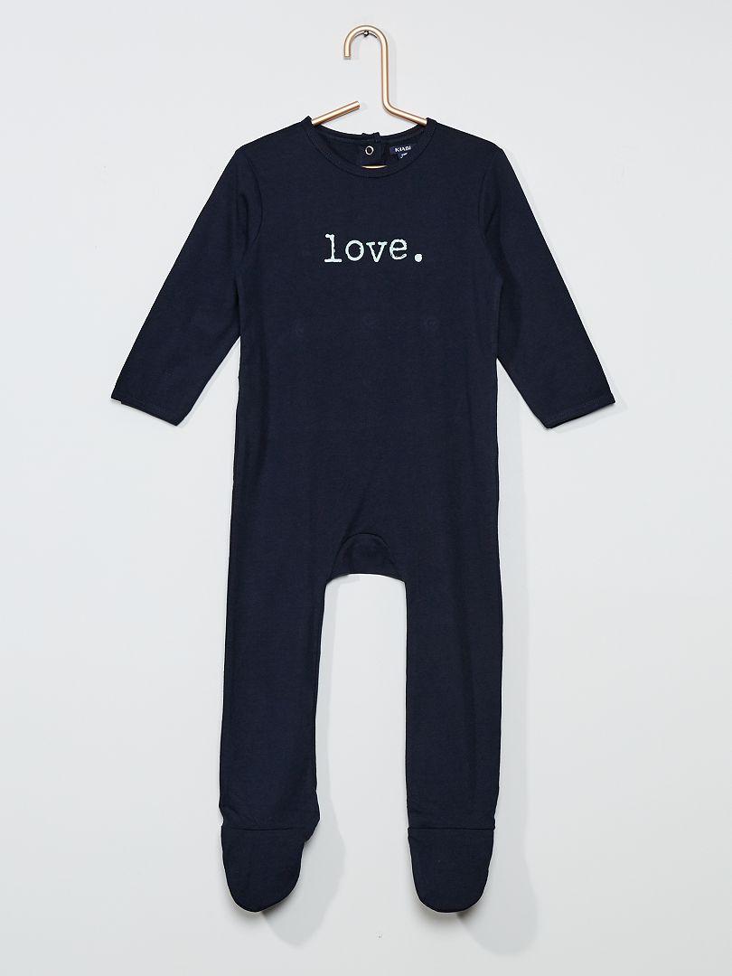 Pyjama long à message bleu marine/love - Kiabi