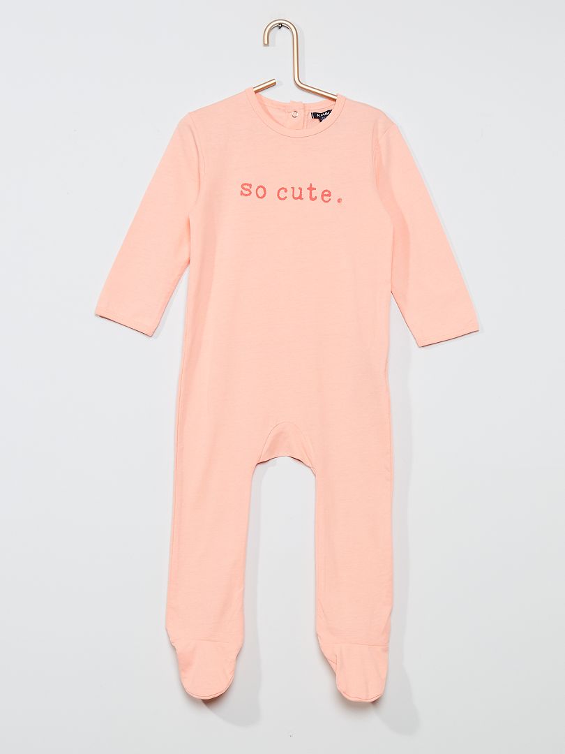 Pyjama long à message rose pâle/cute - Kiabi