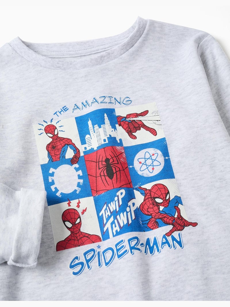 Pyjama long avec imprimé Spider-Man qui brille dans le noir Gris clair - Kiabi