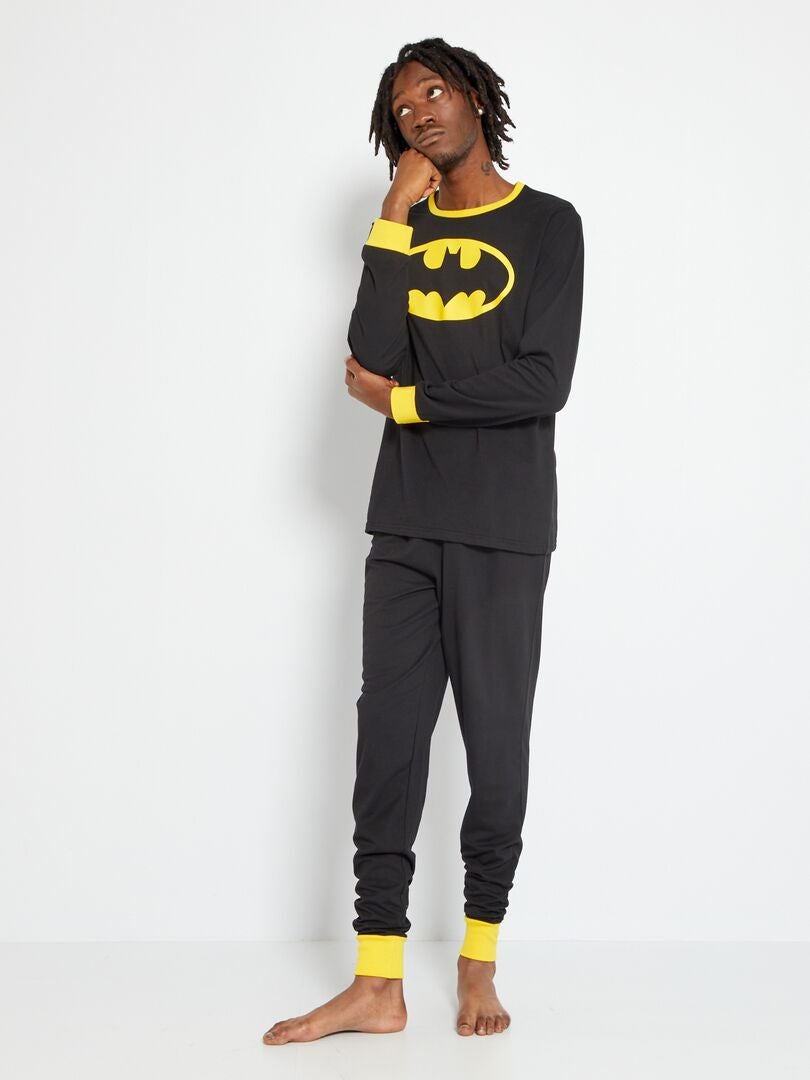 Pyjama long 'Batman' en jersey - 2 pièces noir/jaune - Kiabi
