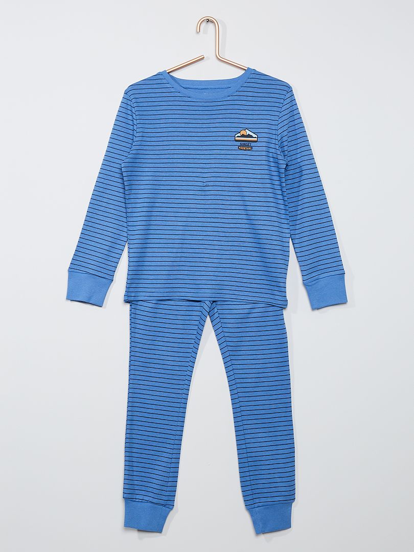 Pyjama long bleu rayures - Kiabi