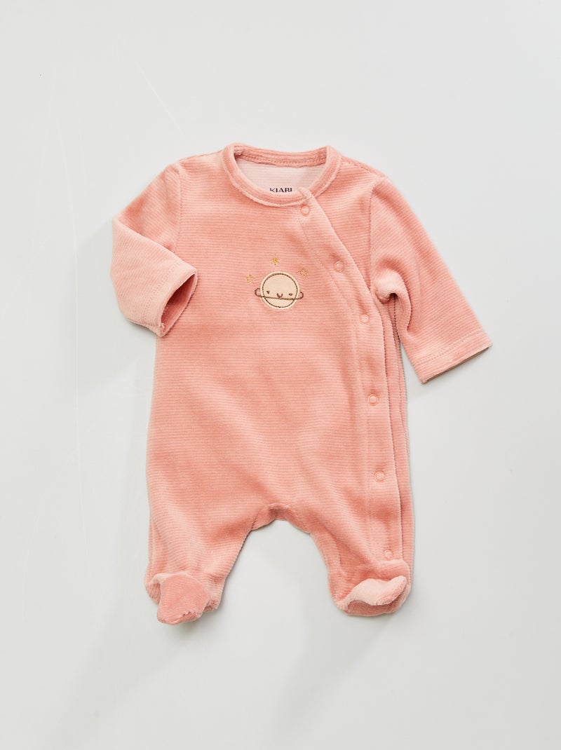 Pyjama long brodé 'planète' Rose - Kiabi