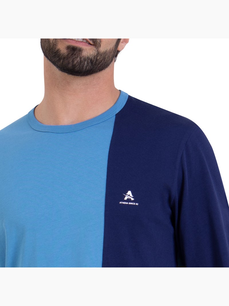 Pyjama long col rond homme ecopack athena Bleu - Kiabi
