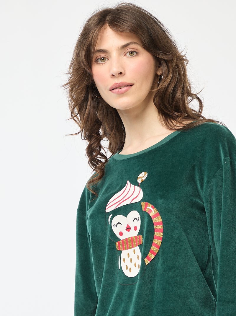 Pyjama long de Noël - 2 pièces Vert - Kiabi