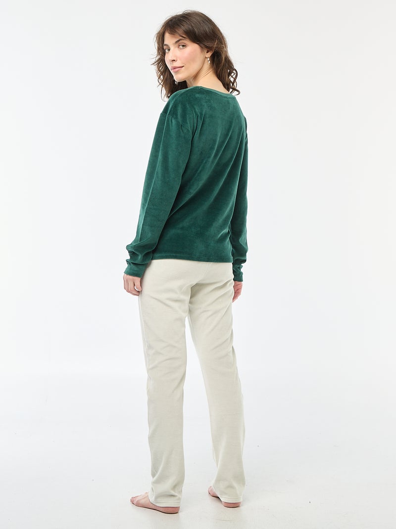 Pyjama long de Noël - 2 pièces Vert - Kiabi