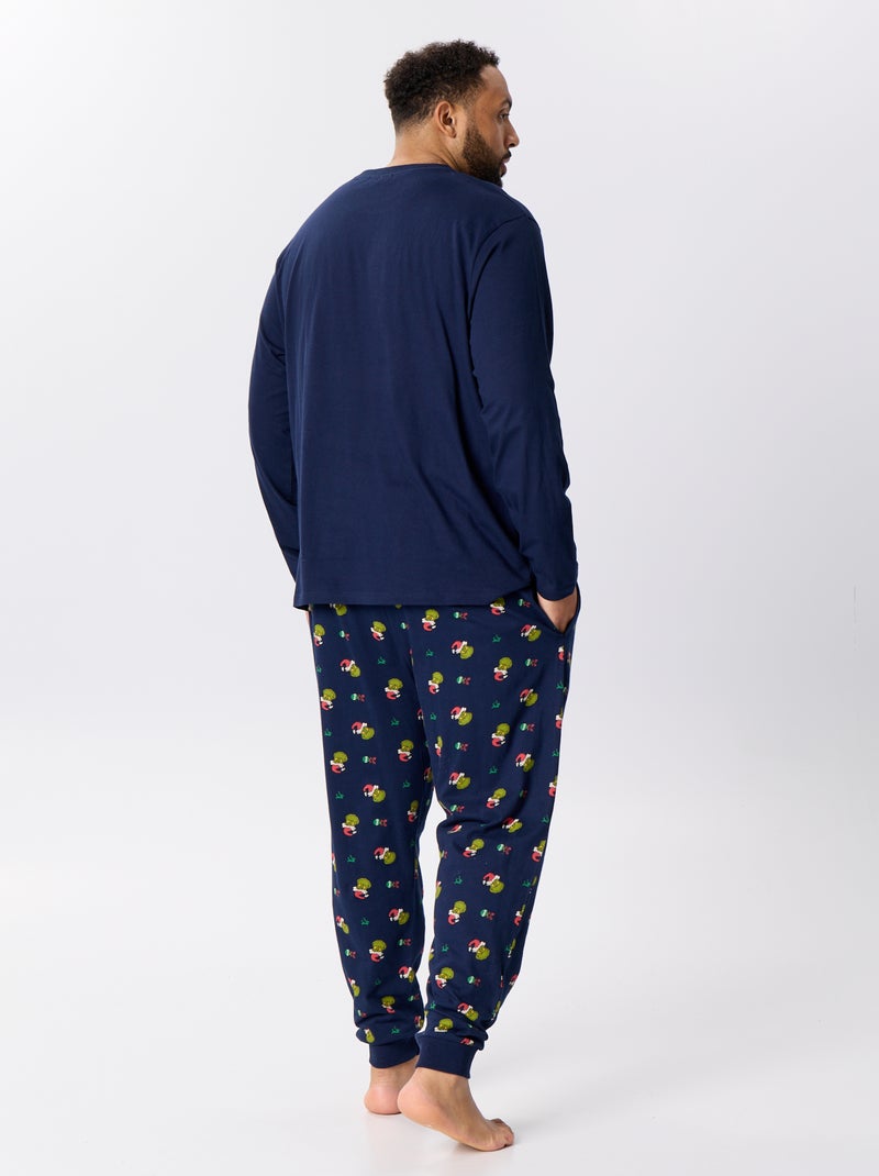 Pyjama long de Noël - imprimé 'Grinch' - 2 pièces Bleu - Kiabi