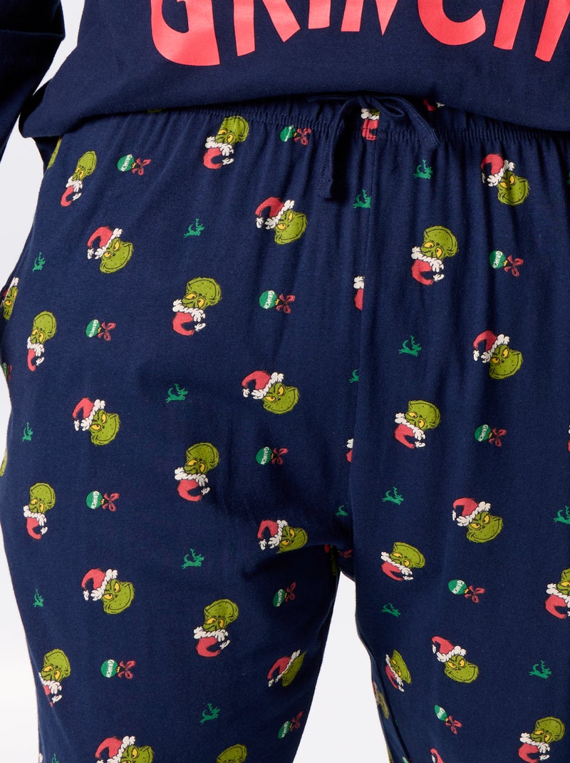 Pyjama long de Noël - imprimé 'Grinch' - 2 pièces Bleu - Kiabi