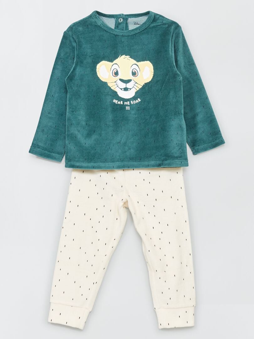 Pyjama long 'Disney' en velours - 2 pièces Vert/blanc - Kiabi