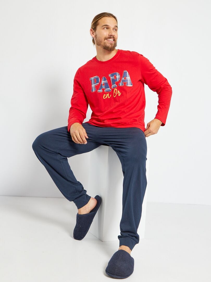 Pyjama long en jersey - 2 pièces Rouge/bleu marine - Kiabi