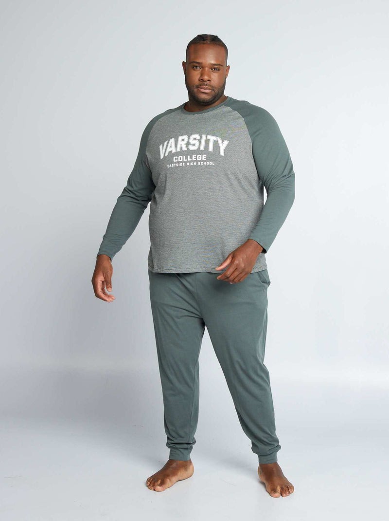 Pyjama long en jersey - 2 pièces Vert - Kiabi