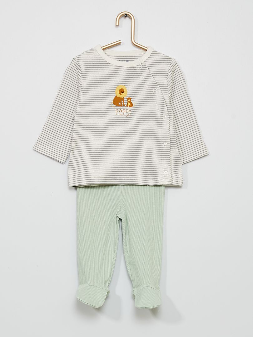 Pyjama long en jersey - 2 pièces Vert - Kiabi