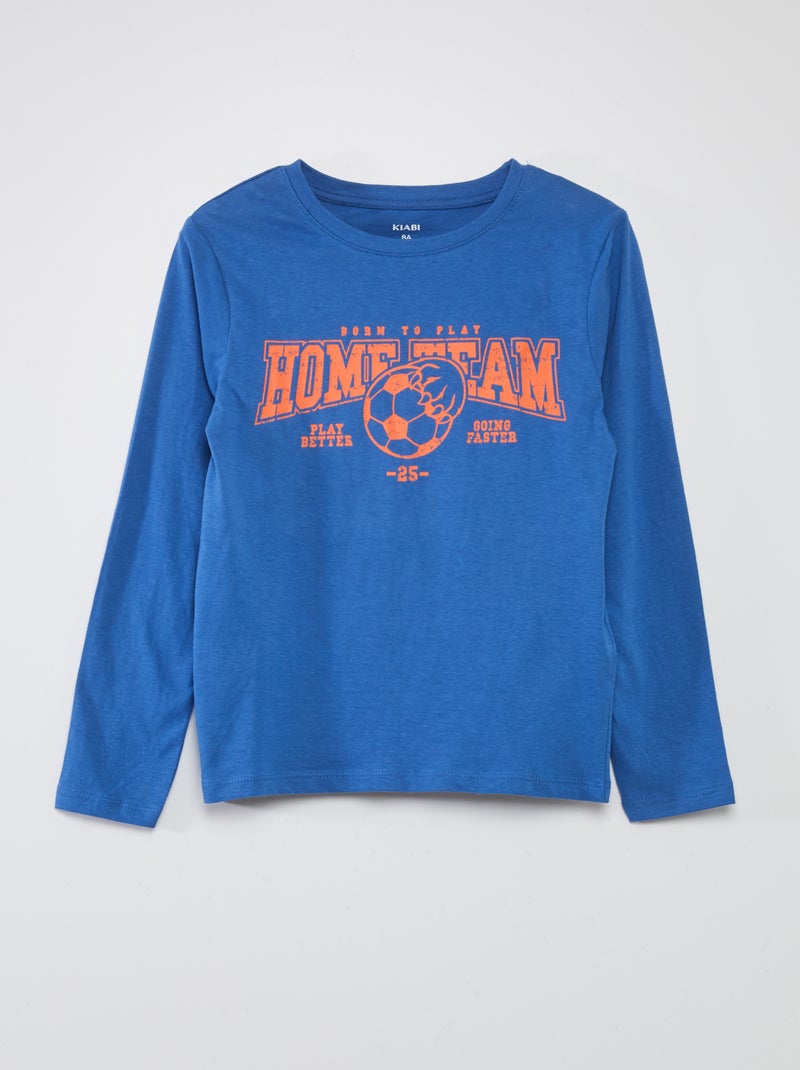 Pyjama long en jersey avec imprimé - 2 pièces Bleu marine/bleu - Kiabi