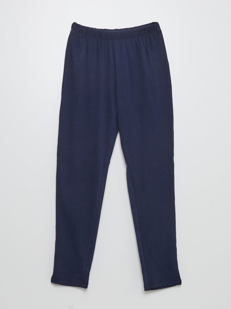 Pyjama long en jersey avec imprimé - 2 pièces Bleu marine/bleu - Kiabi