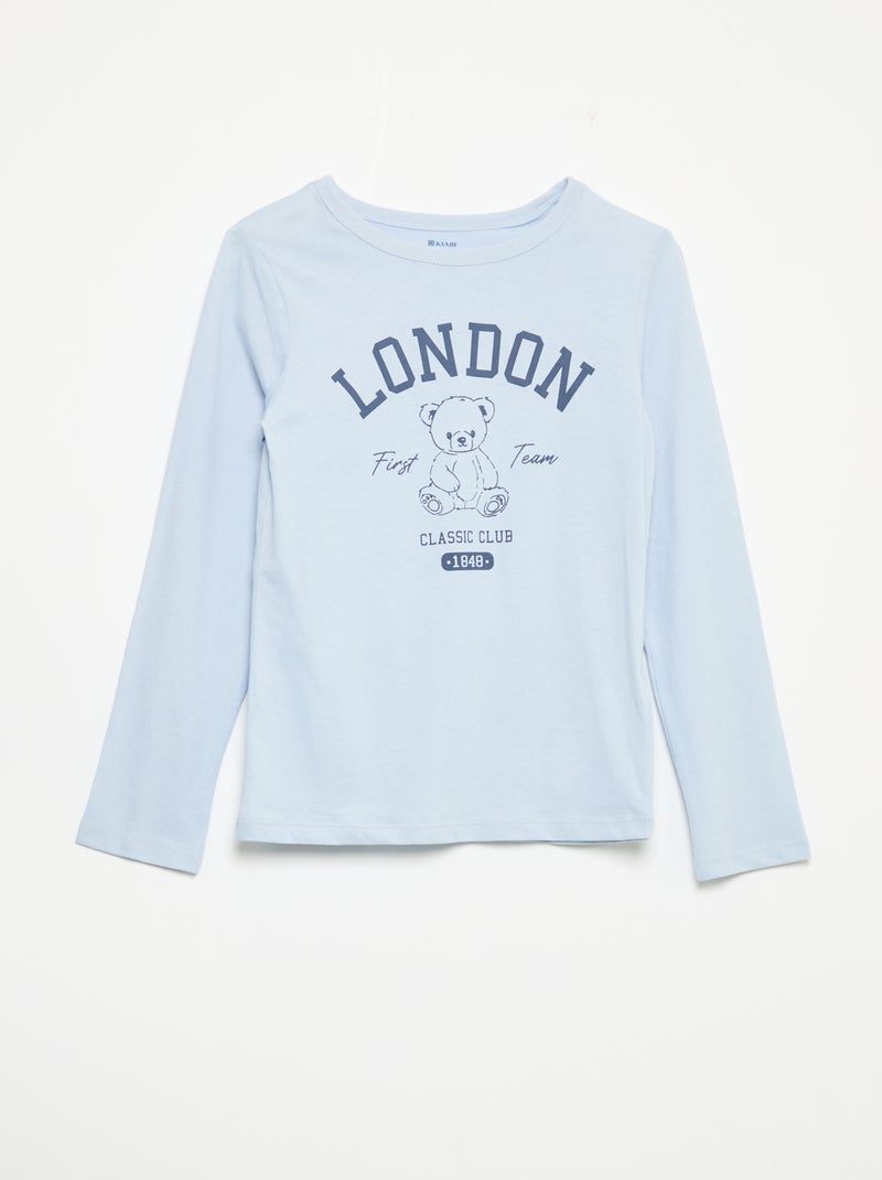 Pyjama long en jersey de coton - 2 pièces Bleu - Kiabi