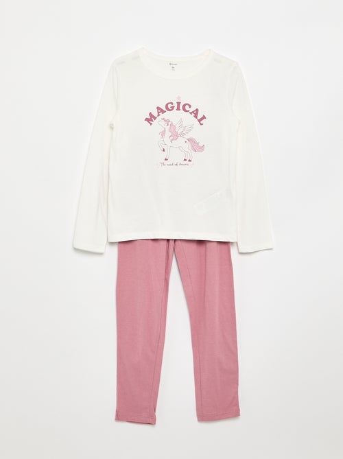 Pyjama long en jersey de coton - 2 pièces - Kiabi