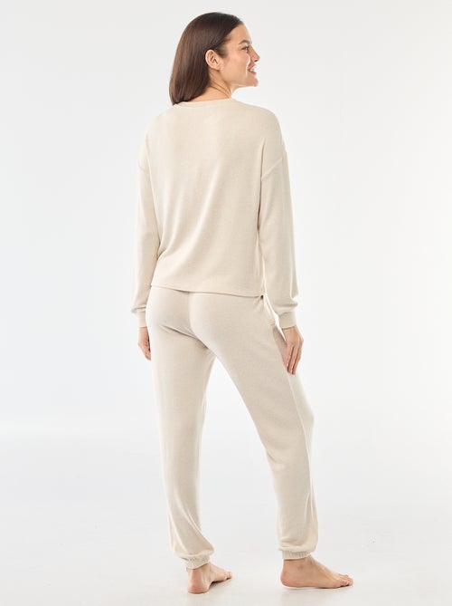 Pyjama long en maille chaude - 2 pièces - Kiabi