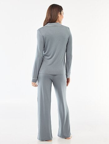 Pyjama long en maille douce stretch - 2 pièces