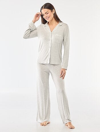 Pyjama long en maille douce stretch - 2 pièces