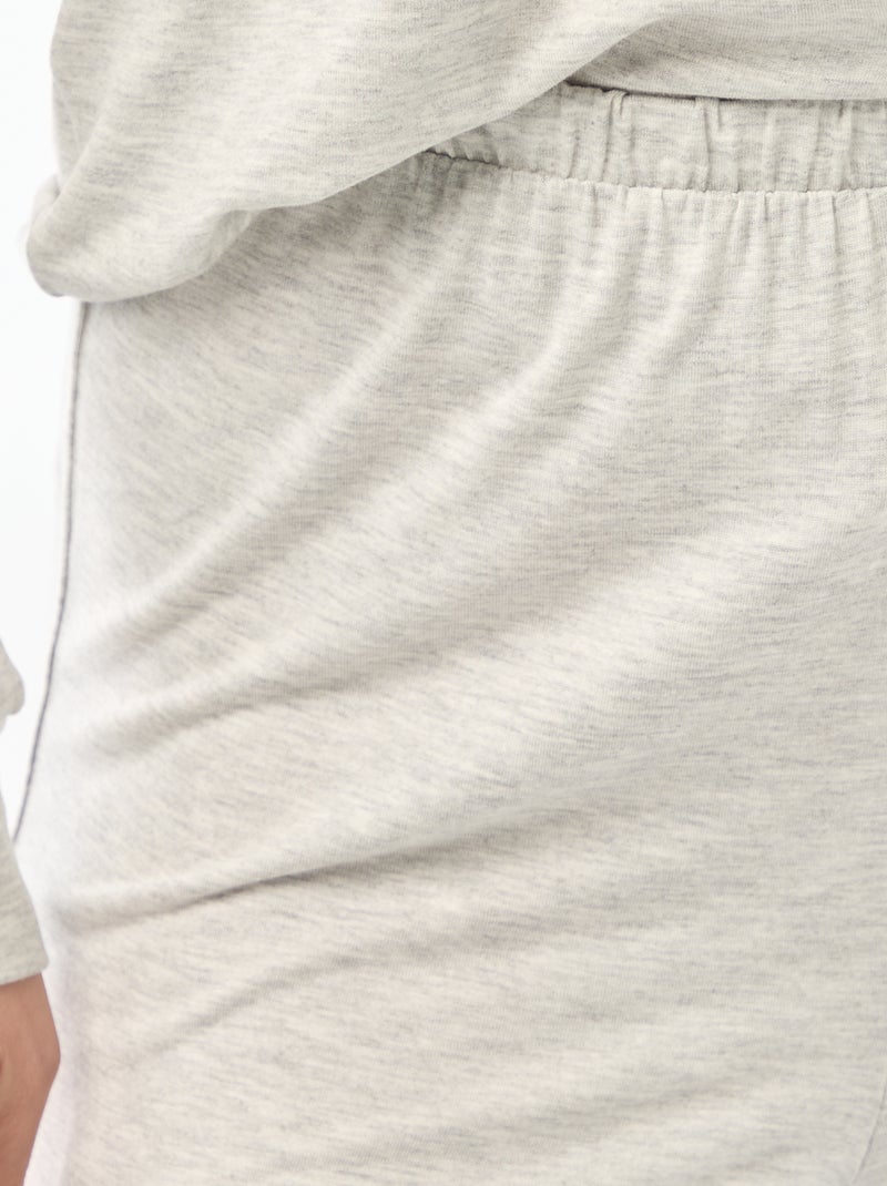 Pyjama long en maille douce stretch - 2 pièces Gris chiné - Kiabi