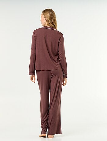 Pyjama long en maille douce stretch - 2 pièces