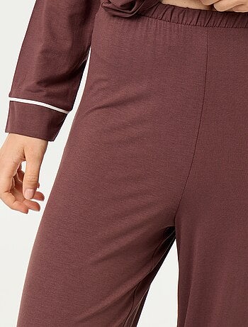 Pyjama long en maille douce stretch - 2 pièces