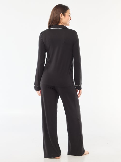 Pyjama long en maille douce stretch - 2 pièces - Kiabi