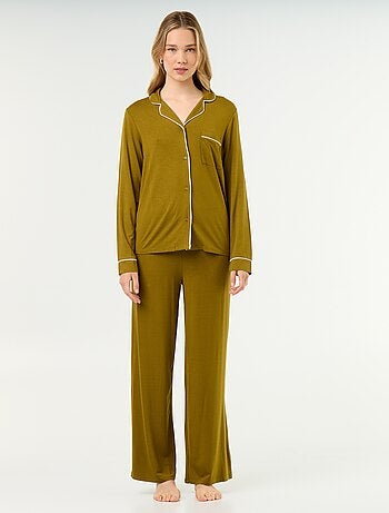 Pyjama long en maille douce stretch - 2 pièces