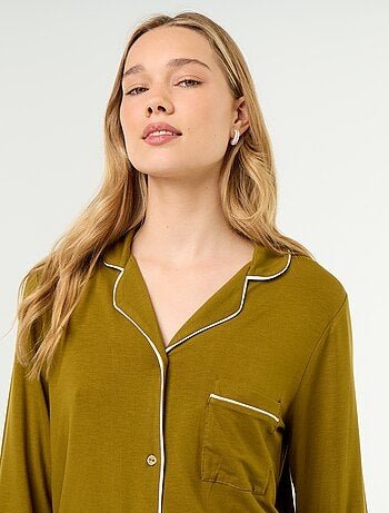 Pyjama long en maille douce stretch - 2 pièces