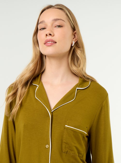 Pyjama long en maille douce stretch - 2 pièces - Kiabi