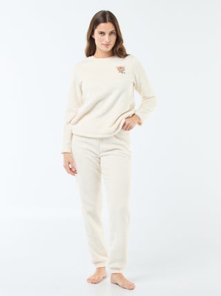 Pyjama long en maille doudou - 2 pièces