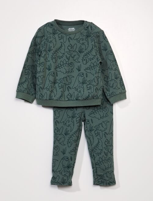 Pyjama long en molleton léger - 2 pièces - Kiabi