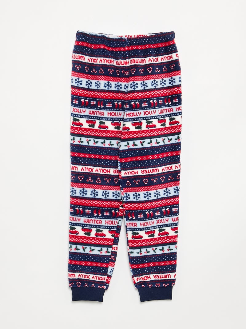 Pyjama long en polaire 2 pièces - Sweat + pantalon Bleu - Kiabi