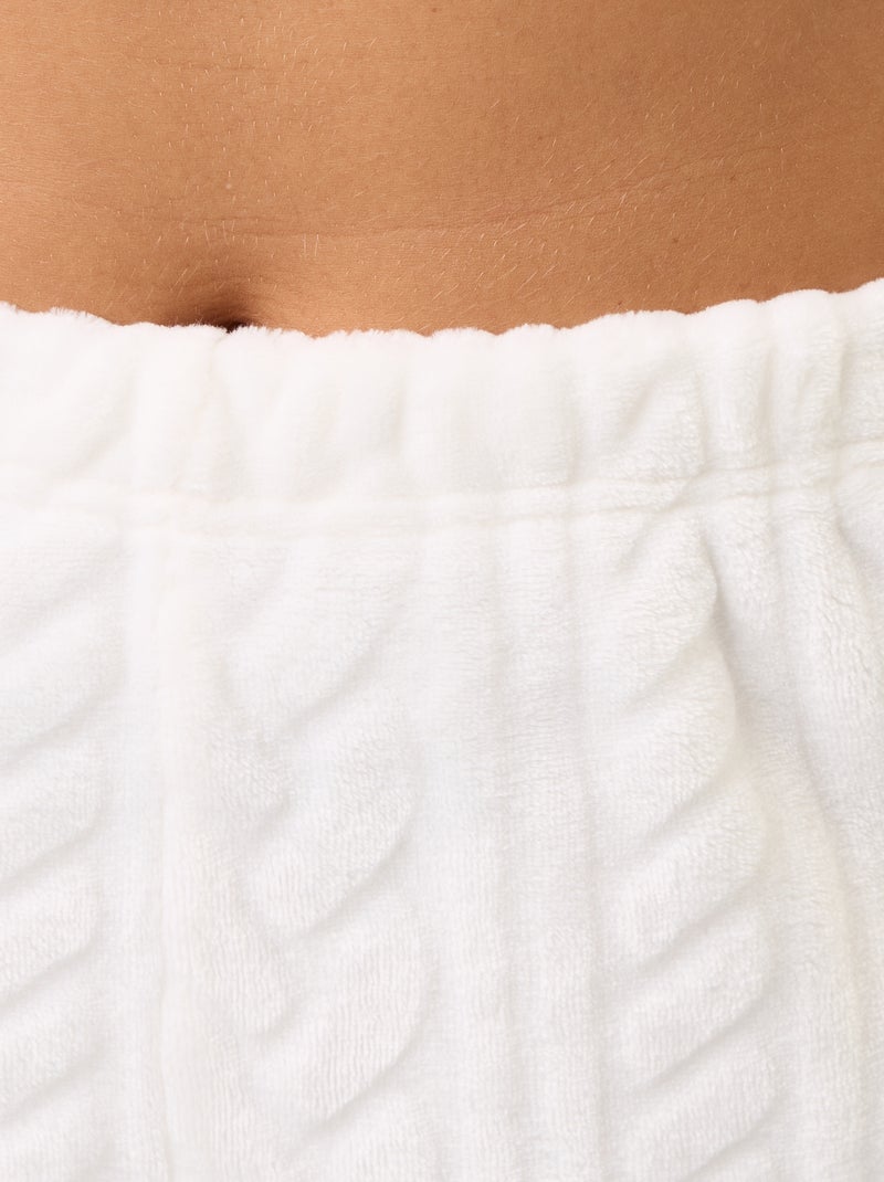 Pyjama long en polaire avec torsades - 2 pièces Blanc - Kiabi