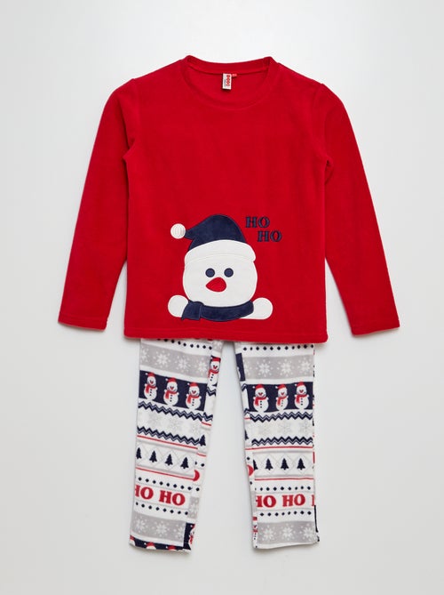 Pyjama long en polaire 'bonhomme de neige' 'Noël' - 2 pièces - Kiabi