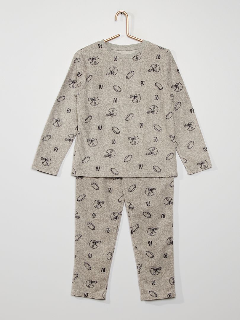 Pyjama long en polaire gris - Kiabi