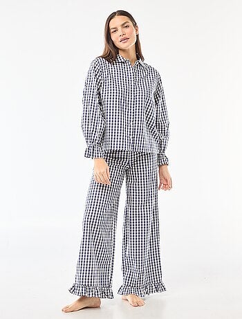 Pyjama long en popeline - 2 pièces