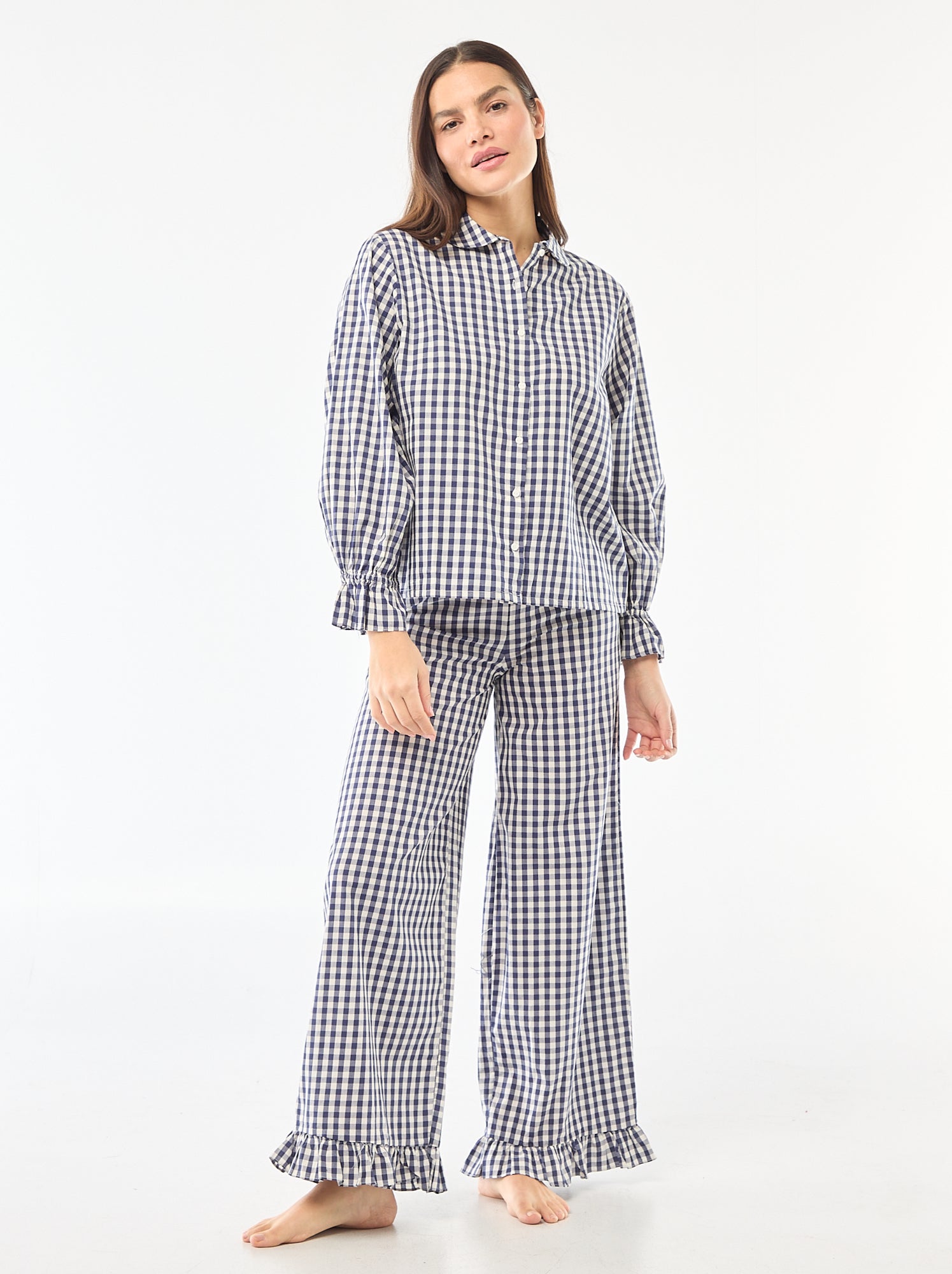 Pyjama long en popeline - 2 pièces