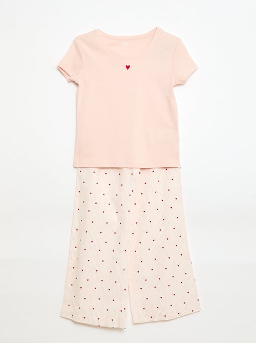 Pyjama long en popeline - 2 pièces - Kiabi