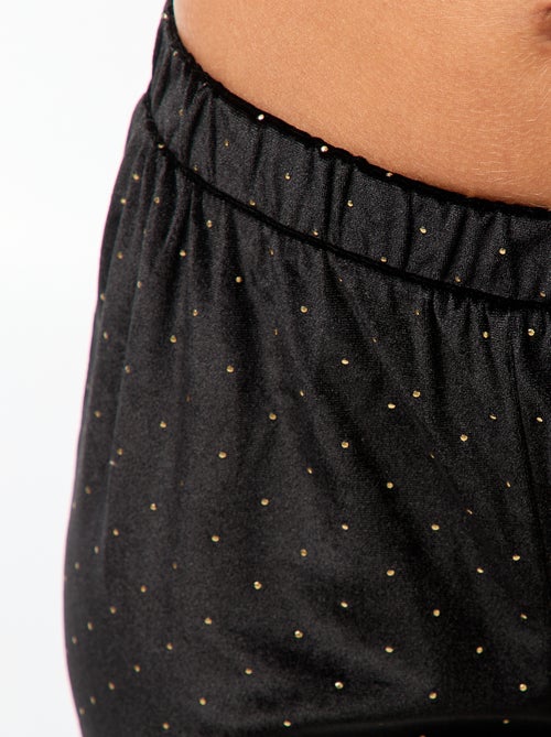 Pyjama long en velours avec motif points dorés - 2 pièces - Kiabi