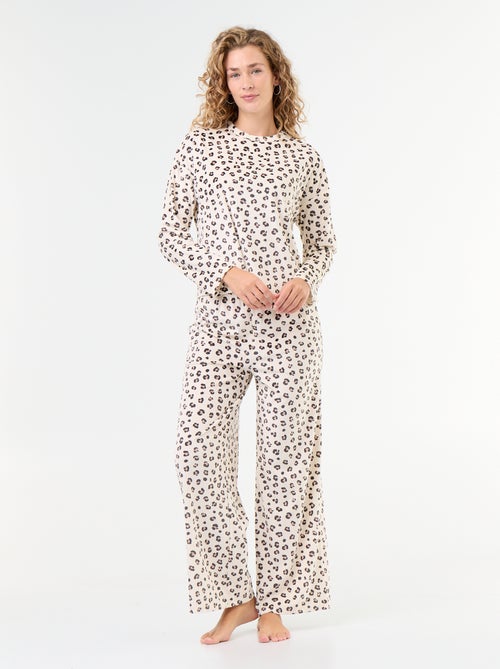 Pyjama long en velours côtelé - 2 pièces - Kiabi