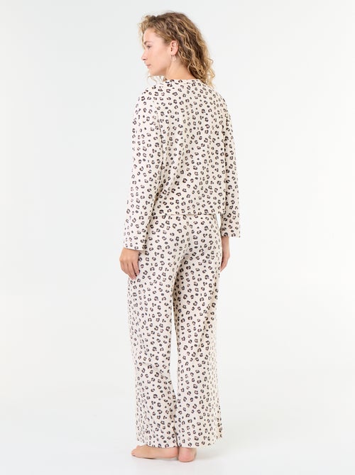 Pyjama long en velours côtelé - 2 pièces - Kiabi