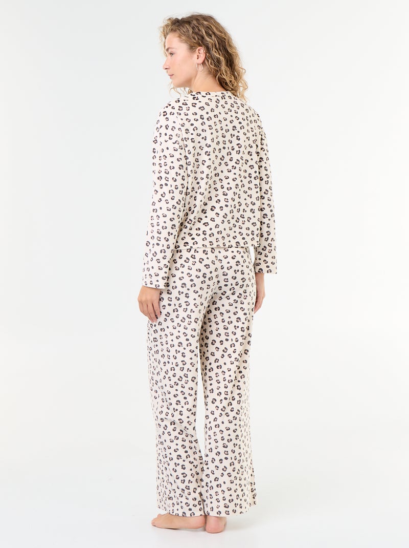 Pyjama long en velours côtelé - 2 pièces Blanc - Kiabi