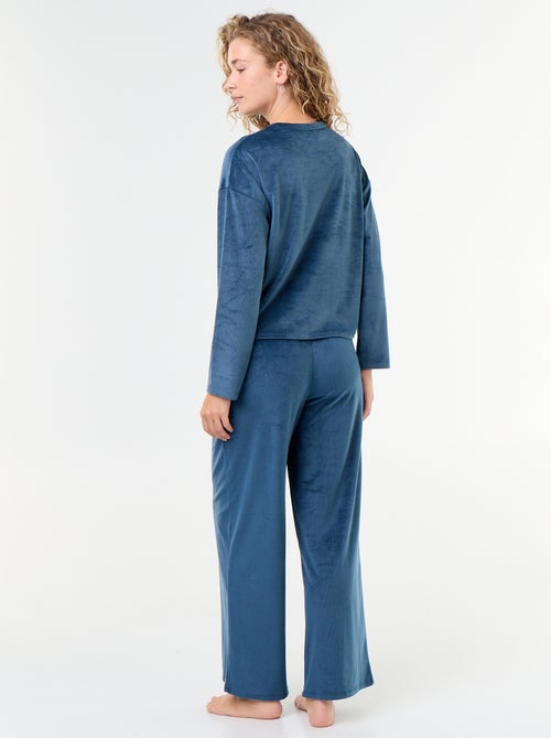 Pyjama long en velours côtelé - 2 pièces - Kiabi