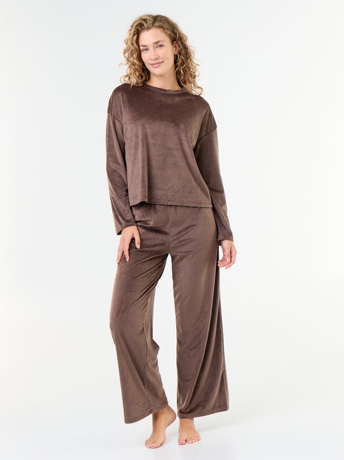 Pyjama long en velours côtelé - 2 pièces - Kiabi