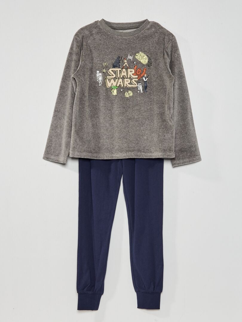 Pyjama long en velours 'Star Wars' 'Disney' Gris - Kiabi