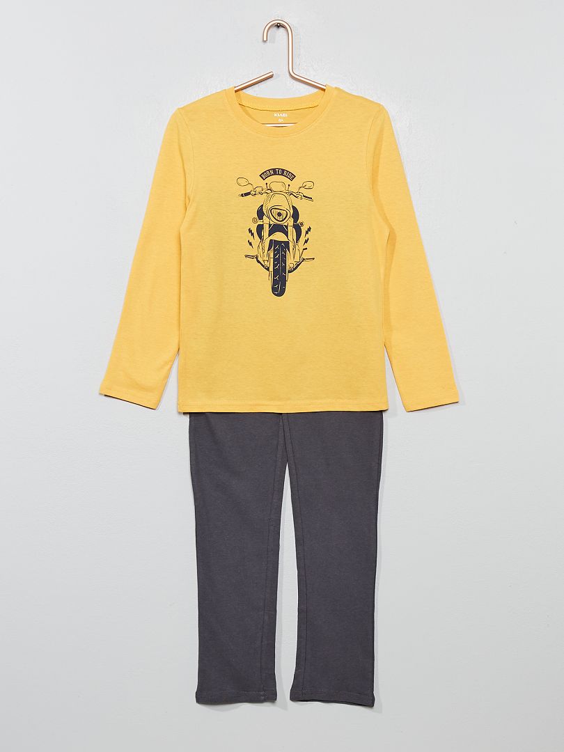 Pyjama long fantaisie gris/jaune - Kiabi