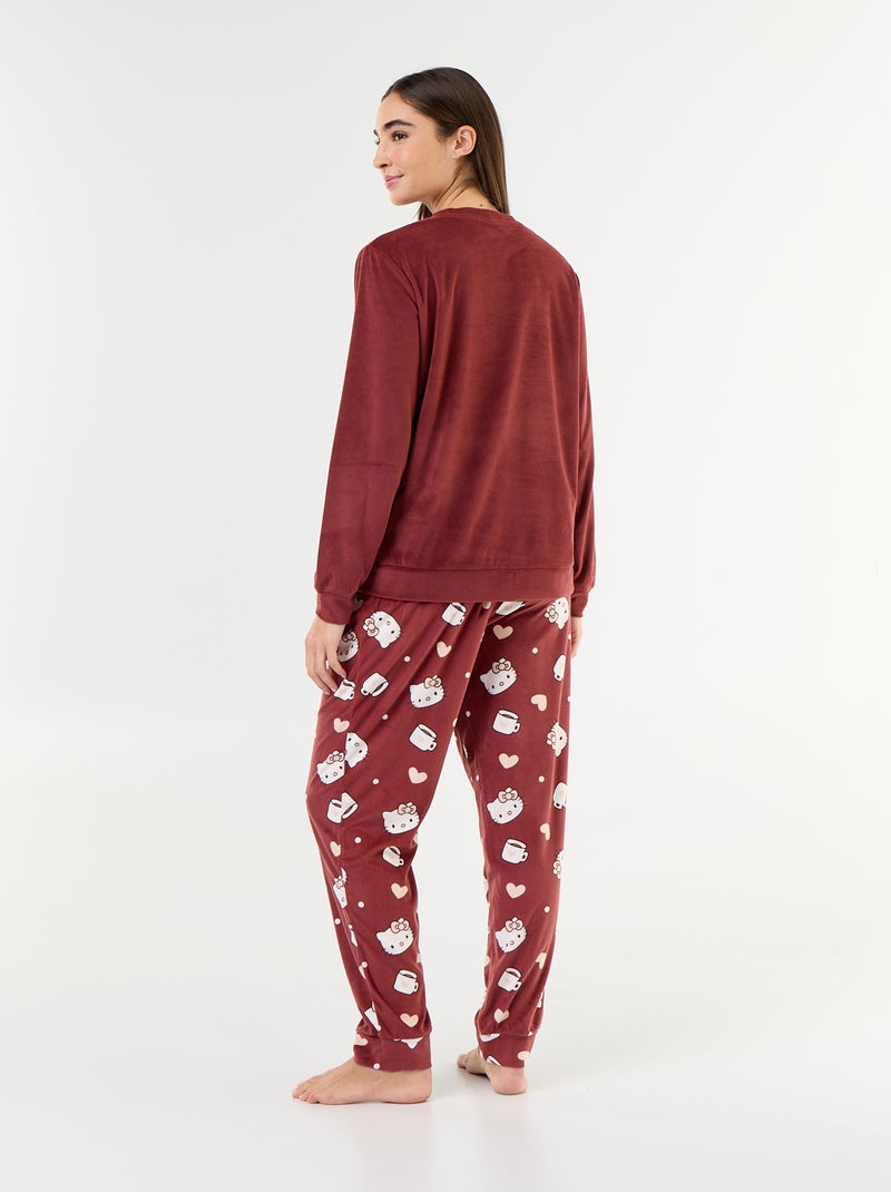 Pyjama long 'Hello Kitty' - 2 pièces Bordeaux - Kiabi
