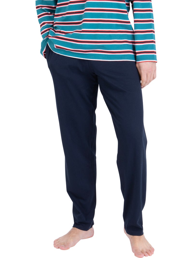 Pyjama long homme rayures aventure athena Bleu Rouge Bleu - Kiabi